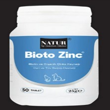 Natur Bioto Zinc Kedi & Köpek Tüy Dökümü Önleyici Vitamin 50 Tablet (Biotin ve Çinko)