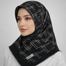 Sinem Emprime Koton Eşarp -  Siyah / BEYAZ-6292-02