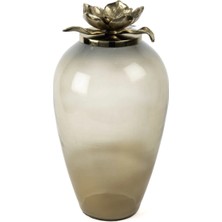 Mikasa Moor Küp Saydam Cam Kahve Lotus Gold Kapaklı 48X26 cm