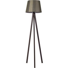 Allians Şık Ahşap Tripod Lambader, Koyu Yeşil Konik Abajur, Modern Tasarım