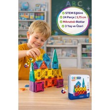 Toyfest Magnetic Manyetik Puzzle 24 Parça 3,75 cm Mini Manyetik Yapı Blokları Stem Eğitim 3+ Çocuk Oyunu Set