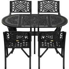 IVF SİYAH OVAL MASA + 4'LÜ CUNDA SANDALYE TAKIMI