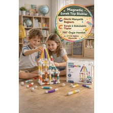 Toyfest Magnetic Esnek Tüp Bloklar 57 Parça | Stem Montessori Manyetik Yapı Taşları Çocuk Seti