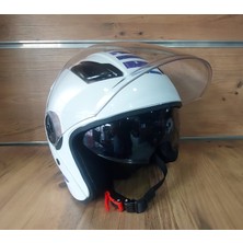 Oso Polar Beyaz Koruma Gözlüklü Yarım Kask