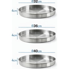 Net Çelik 304 Kalite Paslanmaz Çelik 3'lü Fırın Tepsisi ( 32,36,40 cm )