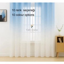 Farbateks Mavi Degrade Renk Üsten Renk Geçişli  3kat Pilei Tül Perde