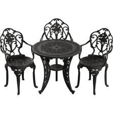 Ivf Siyah Yuvarlak Masa + 3'lü Isparta Sandalye