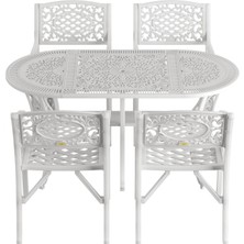 Ivf Beyaz Oval Masa + 4'lü Cunda Sandalye