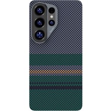 Galaxy S26 Ultra Uyumlu Kılıf M-Safe Özellikli Karbon Fiber Benks Aurora Armorpro Kevlar Kapak Yeşil