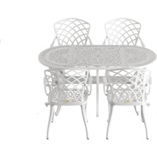 Ivf Beyaz Oval Masa + 4'lü Hitit Sandalye