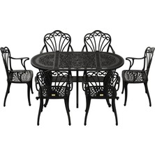 Ivf Siyah Oval Masa + 6'lı Istanbul Sandalye