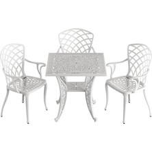 Ivf Beyaz Kare Masa +  3'lü Hitit Sandalye