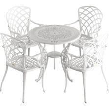 Ivf Beyaz Yuvarlak Masa + 4'lü Hitit Sandalye