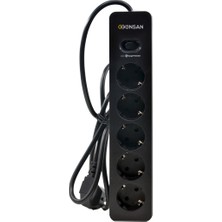 Günsan Elektrik Günsan Siyah Beşli Akım Korumalı Çocuk Korumalı Grup Priz 1,5 Metre (5'li)