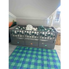 SE7ENSKY Gri Divan Hemnes Uyumlu Yatak Bariyeri 65X50 + 65X50 +65X50 cm Tam Kapama Menteşeli