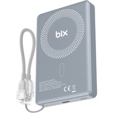 Powerbank Bix PB118 10.000 Mah 20W Hızlı Şarj – Manyetik Kablosuz Şarjlı Dahili Type-C Kablolu