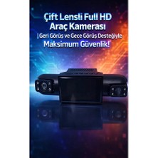 FaroxTech Çift Kameralı Araç Içi Yol Kayıt Cihazı - Geri Görüş Park Kamerası Seti - 1080P Gece Görüşlü