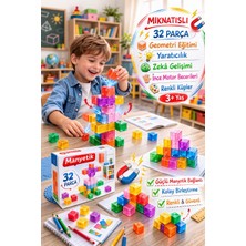 Toyfest Magnetic Renkli Küp Blok Inşa Seti 32 Parça | Geometri Eğitimi | Stem | 3+ | 2 cm Küpler