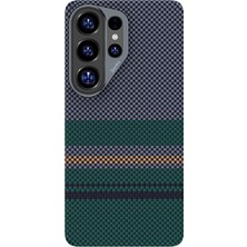 Galaxy S26 Ultra Uyumlu Kılıf M-Safe Özellikli Karbon Fiber Benks Aurora Armorair Kevlar Kapak Yeşil