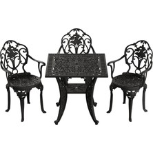 Ivf Siyah Kare Masa + 3'lü Isparta Sandalye