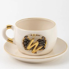 BSK Ceramics Handmade Harfli Siyah Melek Çay Fincanı W Harfi