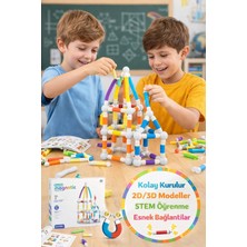 Toyfest Magnetic Inşaat Seti - Esnek Tüp & Manyetik Top Bağlantı Stem Oyuncak 138  Parça