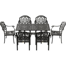 Ivf Siyah Dikdörtgen Masa + 6'lı Bursa Sandalye