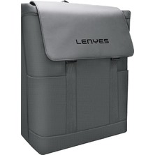 Lenyes LB566 Dreamer Backpack Serisi Su Geçirmez Deri Tasarımlı Omuz Askılı Sırt Çantası Gri