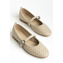 Senzora Bej Cilt Kadın Örgü Detaylı Günlük Babet