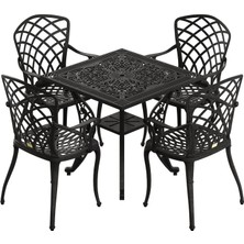 IVF SİYAH KARE MASA + 4'LÜ HİTİT SANDALYE TAKIMI