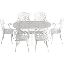 Ivf Beyaz Oval Masa + 6'lı Hitit Sandalye