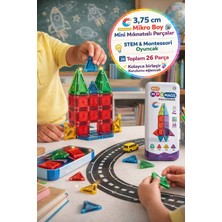 Toyfest Magnetic Manyetik Tiles Micromags Space 26 Parça 3,75 cm Seyahat Kutulu Stem Montessori Oyuncak 3D