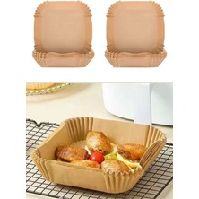 Toyfest ® 200 Adet Air Fryer Pişirme Kağıdı Tek Kullanımlık Yağ Geçirmez Kağıt Kare Tabak Model