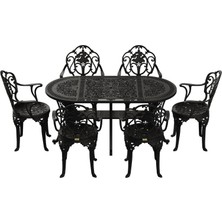Ivf Siyah Oval Masa + 6'lı Isparta Sandalye
