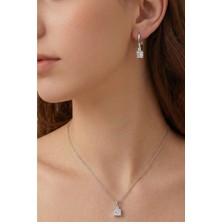 Baleno Concept 925 Ayar Gümüş Kare Kesim Zirkon Taşlı 2'li Takı Seti - Kolye, Küpe - YÜZÜK YOKTUR