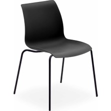 Tilia Laser-M Polipropilen Sandalye Siyah - Mutfak, Kafe, Restoran İçin, İç Mekan, Siyah Metal Ayak