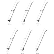 Kitchenboost Çelik Uzun Kaşık 6 Lı Kokteyl Cezve Kaşığı - Mocca Latte Kaşığı - Bar Kaşığı