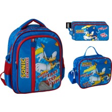 Sonic -Sonıc Ilk ve Ortaöğretim Okul Çantası-Beslenme ve Kalem Çantası Seti