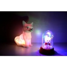 Allians Renkli Fanusta Ayıcık ve Kar Tilkisi Gece Lambası, LED Işıklandırma ile Şık ve Sevimli