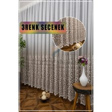 Farbateks Vizon Etek Ucu Papatya Desenli Renk Geçişli 3kat Pilei Tül Perde