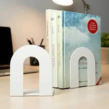 Storemax Hepsifursell 2'li Metal Kitap Desteği Kitap Tutucu (Ikili) Dekoratif Aksesuar (Beyaz)