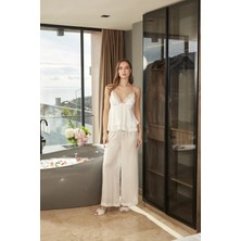 Aqua Dantel Detay Askılı Saten Pijama Takımı