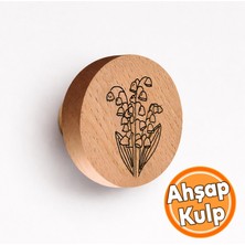 Nzb Düğme Ahşap Kulp Lale Desenli Çocuk Odası Çekmece Mutfak Mobilya Dolabı Dolap Kulpu Kulbu Kulpları