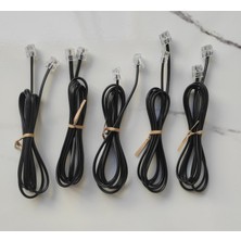 Konse Siyah Telefon Kablosu 2 Ucu Jacklı RJ11 Köken Adsl Modem Ara Kablo 120CM (5 Li Paket)