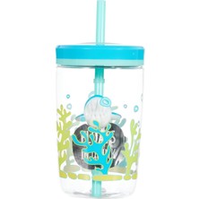 Storemax Hepsifursell Contigo Yüzen Köpek Balığı Pipetli Tritan Bardak 470 Ml, Mavi