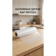TE Dükkan Buğz Şeffaf Pvc Raflık Kaymaz Çekmece Örtüsü 45X300 cm Mutfak Dolap Içi Koruyucu