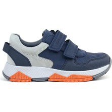 Ortopedikal 3880 Rakerplus Hakiki Deri Gri-Koyulacivert Çocuk Sneakers Spor Ayakkabı Cırtlı