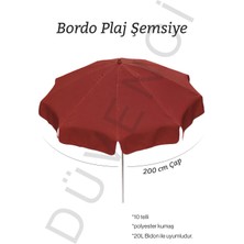 Düvenci Toptan Bordo Plaj Şemsiyesi 200 cm Çap /10 Telli, Polyester Kumaş