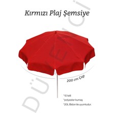 Düvenci Toptan Kırmızı Plaj Şemsiyesi 200 cm Çap /10 Telli, Polyester Kumaş