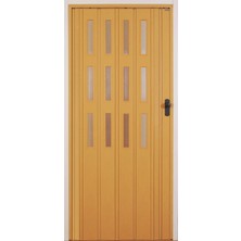 Dekoraks 3 Sıra Camlı Akordeon Kapı Meşe Ahşap Desenli 87X200 cm